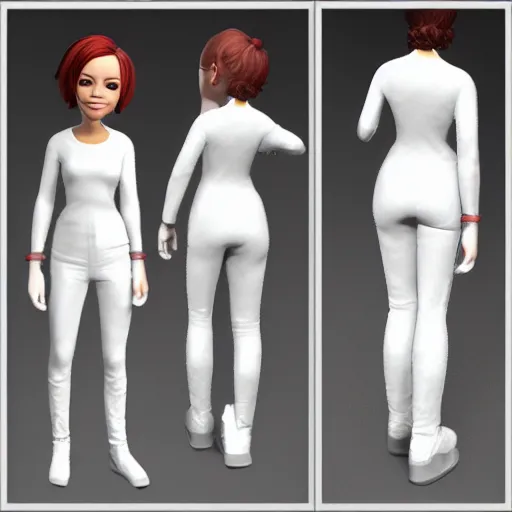 Prompt: christina hendrix character model, default t - pose, orthographic front, photorealistic