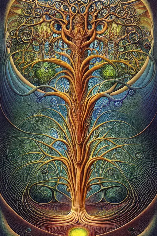 Image similar to tree of life by roger dean and andrew ferez, art forms of nature by ernst haeckel, divine chaos engine, symbolist, visionary, art nouveau, botanical fractal structures, organic, detailed, realistic, surreality