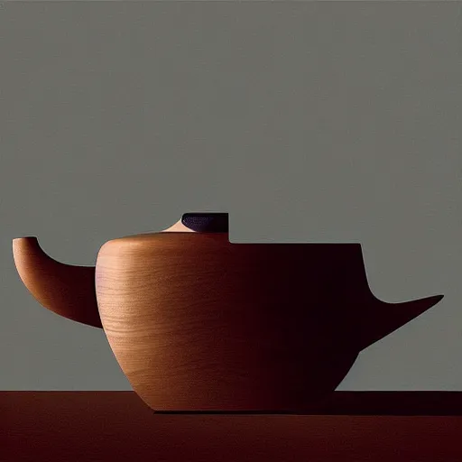 Image similar to teapot : 1, wood : 7 by zaha hadid in sparth style # artstation