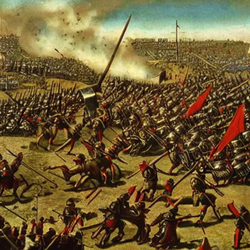 Prompt: “ large medieval battle, 1 9 0 0 ’ s photo ”