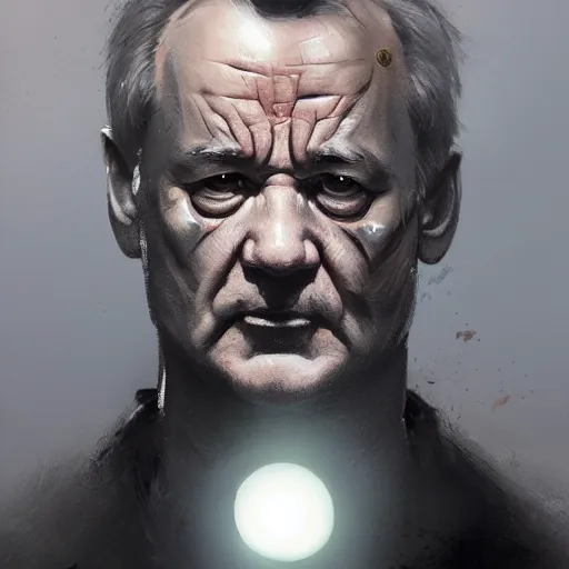 Image similar to bill murray as the terminator, dramatic light, painted by stanley lau, painted by greg rutkowski, painted by stanley artgerm, digital art, trending on artstation