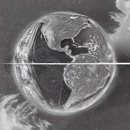 Image similar to the earth in center, pencil, trending on artstation, cgsociety