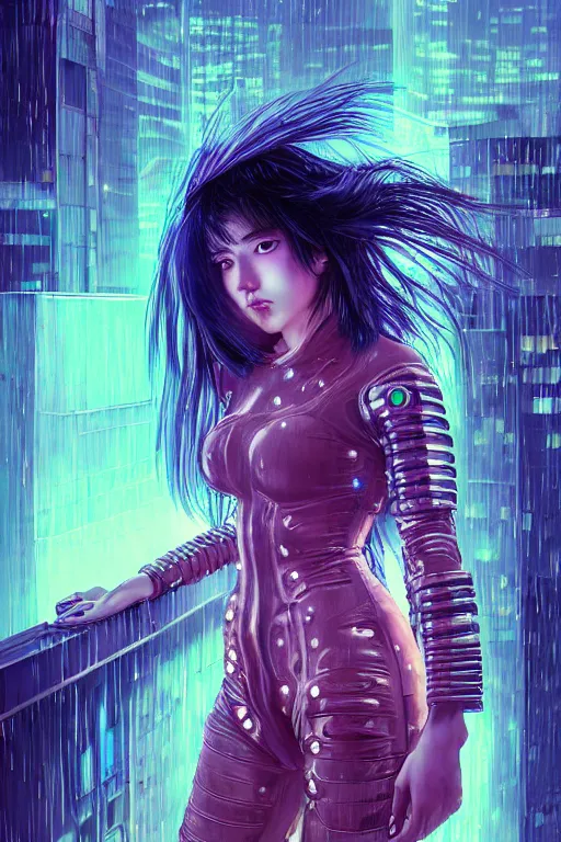 Image similar to portrait futuristic obnoxious cyberpunk young Berserker girl, in futuristic heavily raindrop tokyo rooftop cyberpunk night, ssci-fi, fantasy, intricate, very very beautiful, elegant, neon light, highly detailed, digital painting, concept art, human anatomy, soft light, hdri, smooth, sharp focus, illustration, art by WLOP and alphonse mucha and craig mullins and tian zi