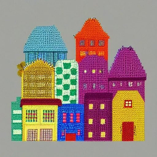 Image similar to crocheted city