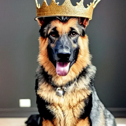 Prompt: German Shepherd with a crown