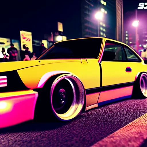 Prompt: a car S30 turbo drift at illegal car meet, shibuya prefecture, midnight mist streetlights, realistic colors, photorealistic, highly detailed wheels, highly detailed