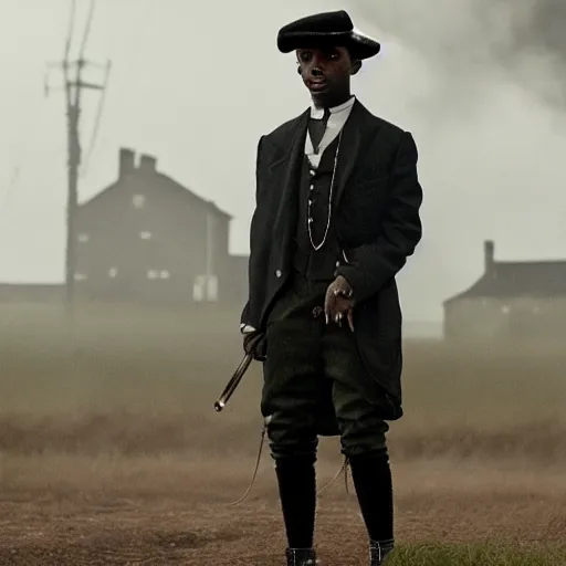 Image similar to playboi carti in peaky blinders 4 k the detailed super realistic