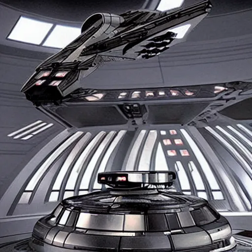 Prompt: “Cylon spaceship in star wars universe”