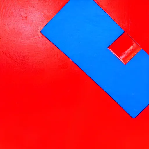 Prompt: A red block on a blue block on a table