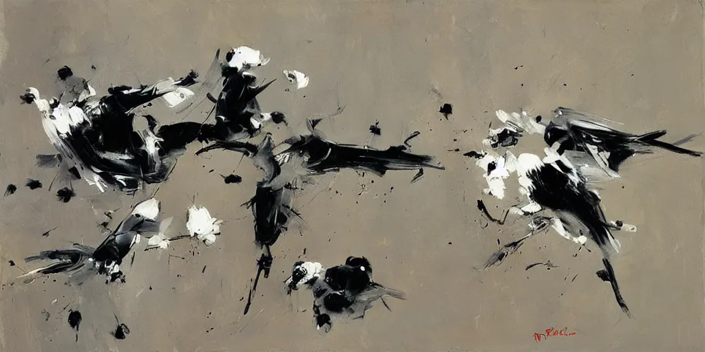 Image similar to painting, ashley wood, birds