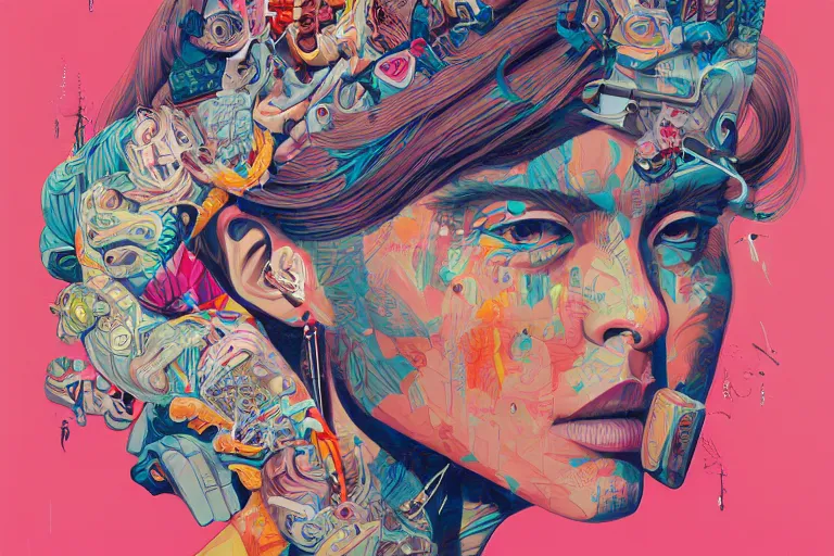 Prompt: brains lips together, Tristan Eaton, victo ngai, artgerm, RHADS, ross draws