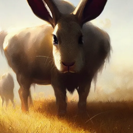 Image similar to 🐇🐮, digital Art,hyperrealist, artstation, greg rutkowski