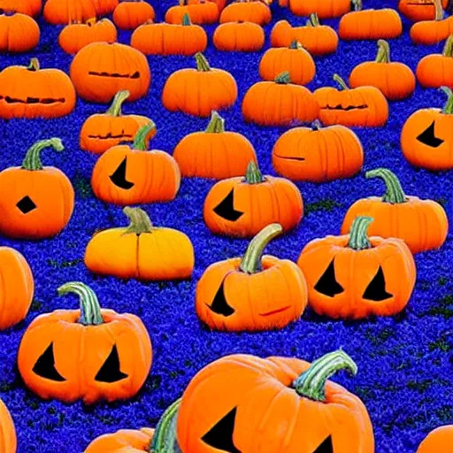 Prompt: and think! a perfect field of color, unbelievably vivid perception. an image of a jack-o'-lantern.