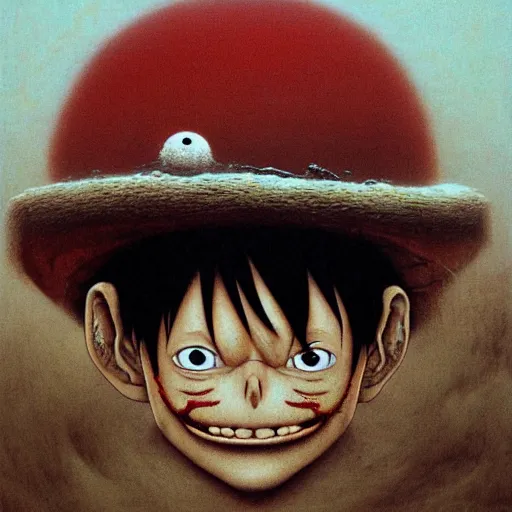 Prompt: Monkey D. Luffy made by Zdzislaw Beksinski