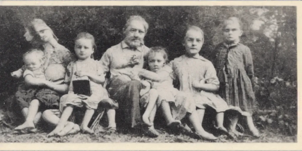 Prompt: vintage photo of a poor family