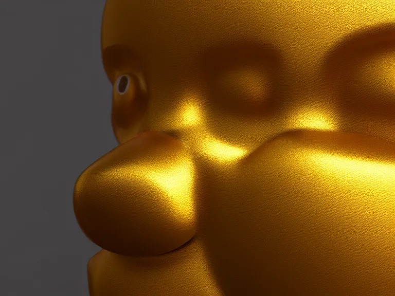 Image similar to fullshot of sad golden emoji, trending on artstation, octane render, insanely detailed, 8 k, hd