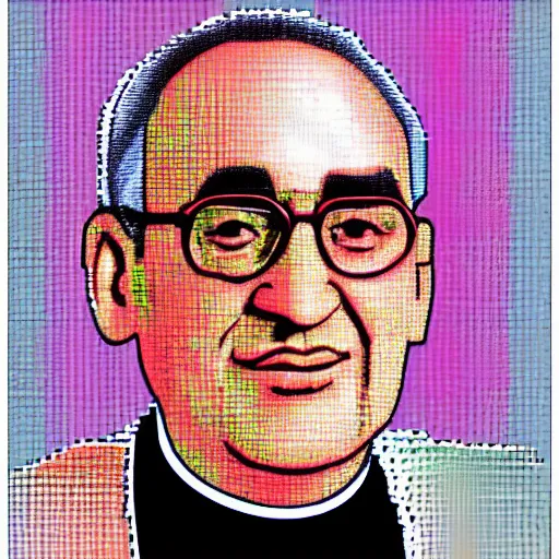 Prompt: archbishop romero in multicolor rotoscope