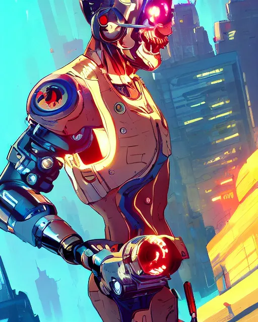 Image similar to cyborg stylize, art gta 5 cover, official fanart behance hd artstation by jesper ejsing, by rhads, makoto shinkai and lois van baarle, ilya kuvshinov, ossdraws, borderlands and by feng zhu and loish and laurie greasley, victo ngai, andreas rocha, john harris