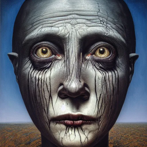 Image similar to her eyes wide by zdzisław beksiński, jeffrey smith and h.r. giger, oil on canvas, XF IQ4, f/1.4, ISO 200, 1/160s, 8K, RAW, unedited, symmetrical balance, in-frame