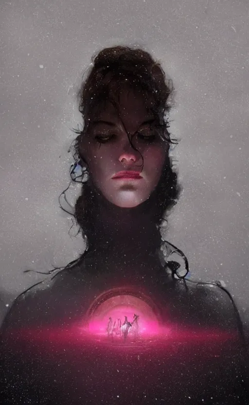 Image similar to a love affair with doubt, dark retrowave, glitch art, interstellar, beautifully lit, by Mab Graves and Bastien Lecouffe-Deharme and steve argyle, artstation, unreal engine