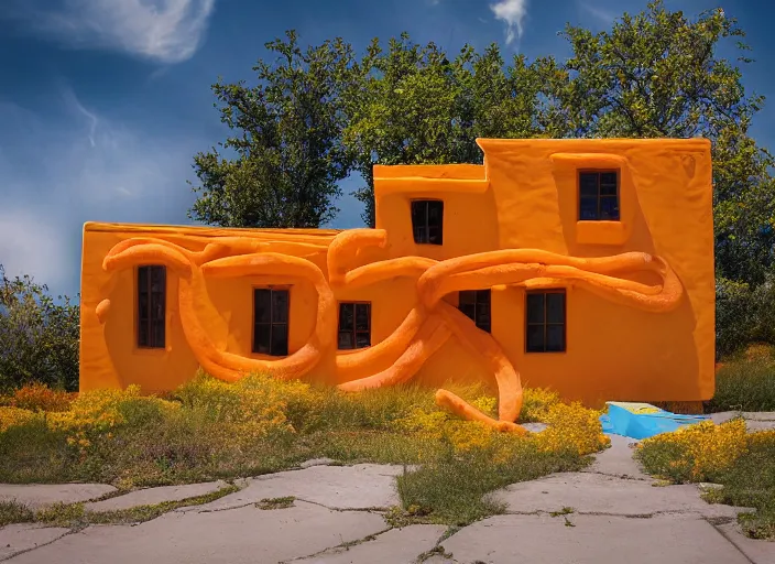 Image similar to cheeto house, photography, realistic