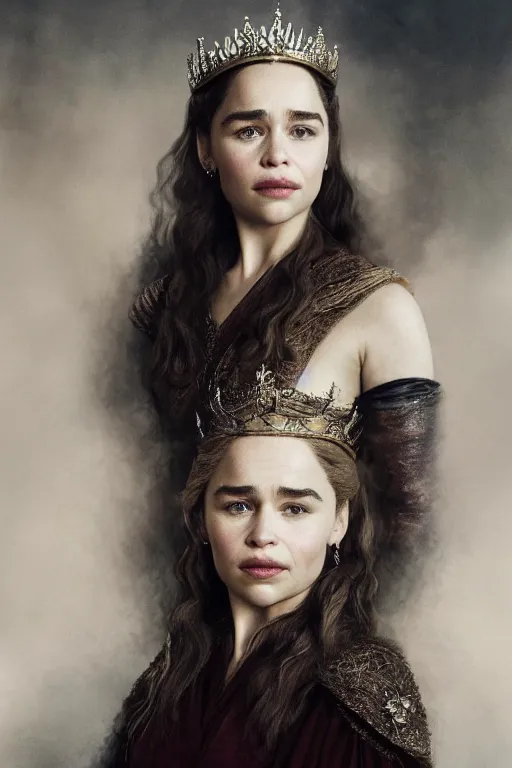 Prompt: Emilia Clarke as a queen in a portrait