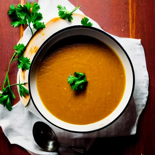 Image similar to a soup with teeth, food photography