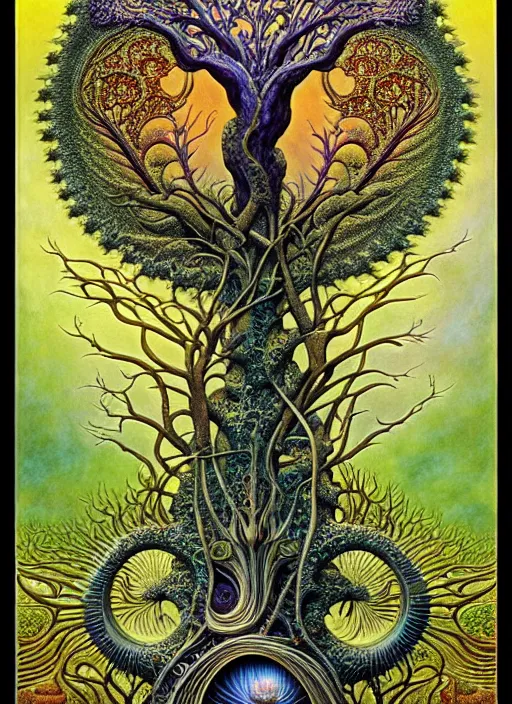 Image similar to tree of life by roger dean and andrew ferez, art forms of nature by ernst haeckel, divine chaos engine, symbolist, visionary, art nouveau, botanical fractal structures, organic, detailed, realistic, surreality