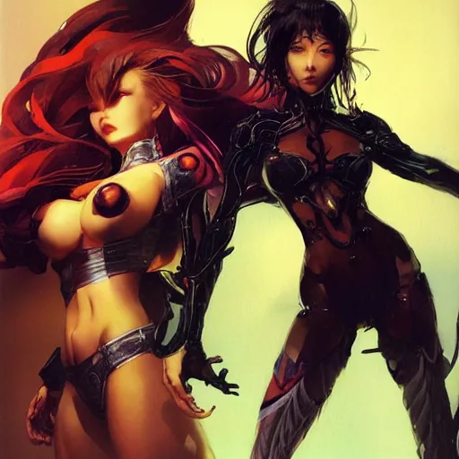 Image similar to lee jin - eun by peter andrew jones and akihiko yoshida, rule of thirds, seductive look, beautiful