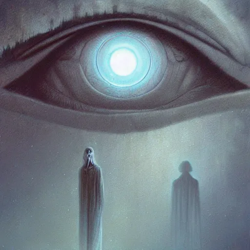 Image similar to eye in the sky trending in artstation beksinski dark, digital art, intricate, very detailed