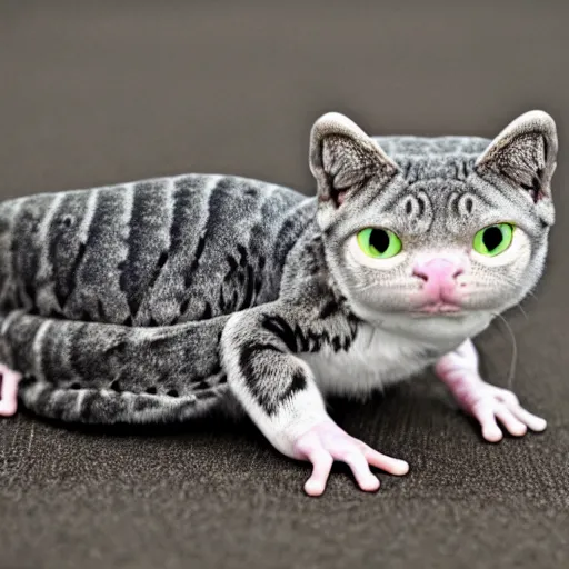 Image similar to detailed photograph of a hybrid chimera creature thats a mix between a catfrog cat frog and a cat cat frog cat,, ((frog)), furry cat, ((cat)), lots of fur, mix between a frog and a cat