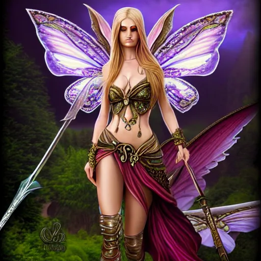 Prompt: adult fairy warrior queen, highly detailed, 4 k, hdr, illustrated by anne stokes