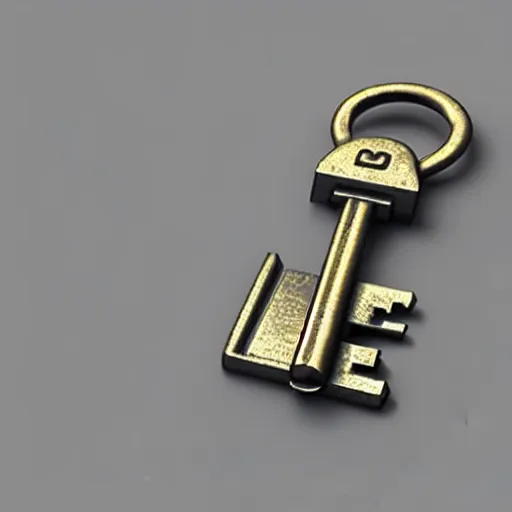 Image similar to a metal key for the cage, 3d