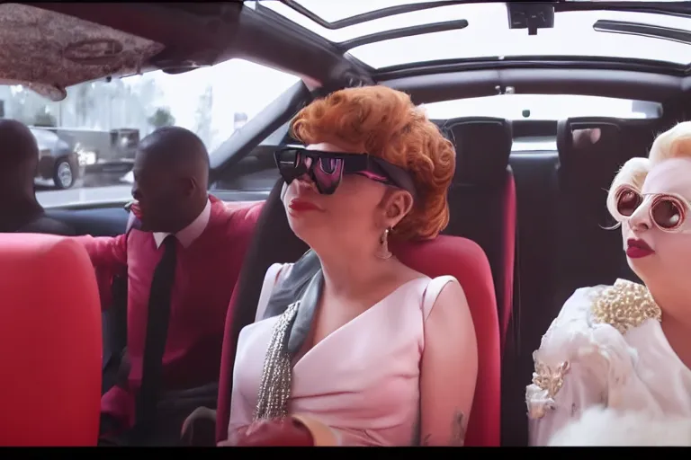 Image similar to lady gaga and judy garland in carpool karaoke, lady gaga, judy garland, red weapon 8 k s 3 5, cooke anamorphic / i lenses, highly detailed, cinematic lighting