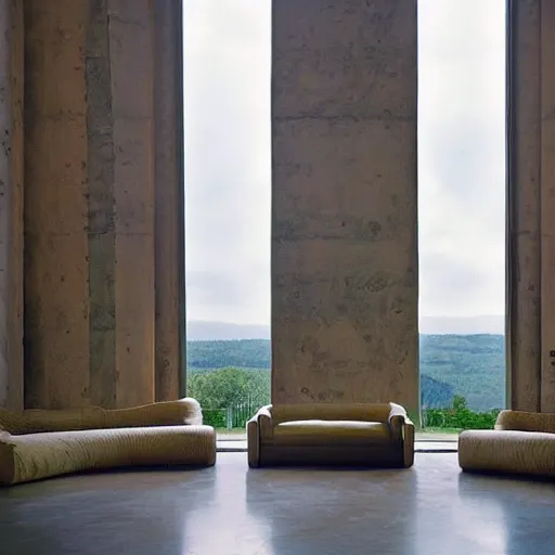 Image similar to giant Italian modern castle living room, clean minimalist design, that is 1300 feet tall, with very tall giant walls, a series of 8 feet tall modern sculptures by John Chamberlain, Ken Kelleher and Tony Cragg, photo by Annie Leibovitz