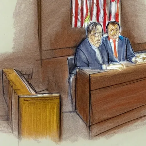 Image similar to bong testifying in court, courtroom sketch