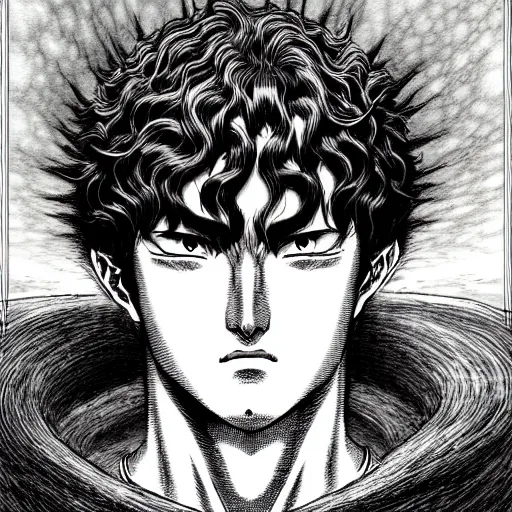 Image similar to a beautiful portrait of man by kentaro miura and gustave dore, berserk style, hyperdetailled manga character