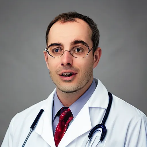 Prompt: a photo of a derpy doctor