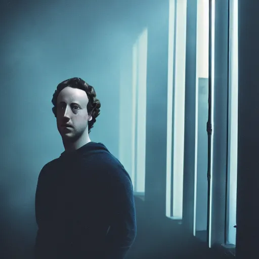 Prompt: dark zuckerberg performing the dark sacrament, hyperrealistic film still, smoke, steam, dramatic low lighting, ominous, cinestill 8 0 0 t