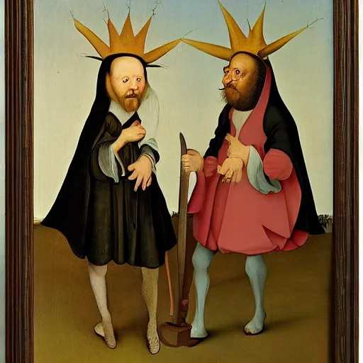 Image similar to painting of Tim and Eric by Hieronymus Bosch