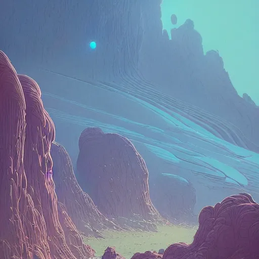 Image similar to A beautiful landscape, by Moebius and Beeple, Jorge jacinto