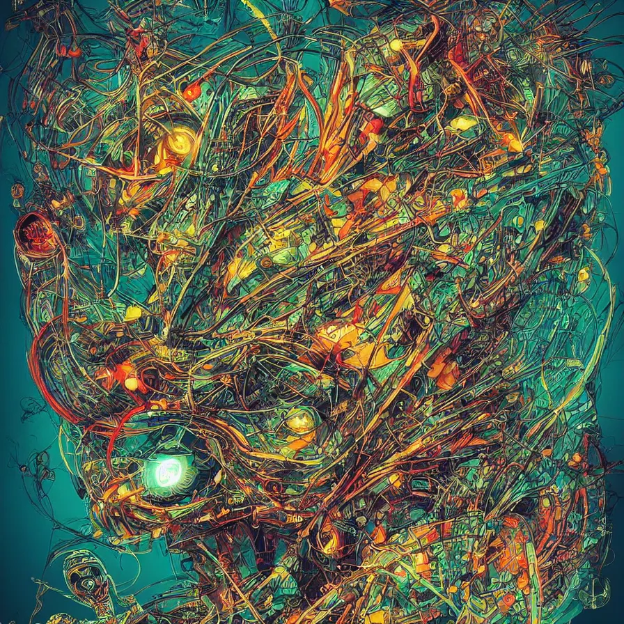 Image similar to “electronic microcircuits and living machines by mad dog jones and android jones, beautiful high quality detailed colorful digital art”