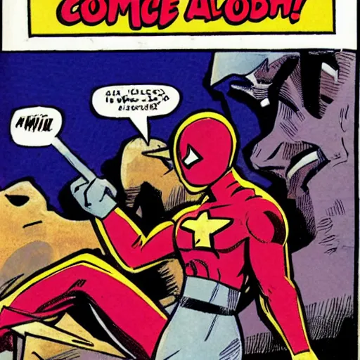 Image similar to a hammer with a speech bubble, comic book illustration, marvel