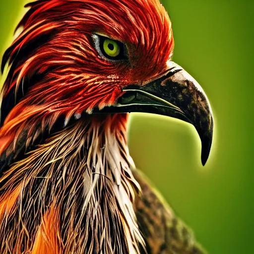 Image similar to Wildlife photography of a phoenix, award winning photograph, 8k