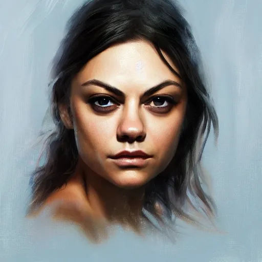 Image similar to winking mila kunis closeup portrait, dramatic light, lake background, 2 0 0 mm focal length, painted by stanley lau, painted by greg rutkowski, painted by stanley artgerm, digital art, trending on artstation