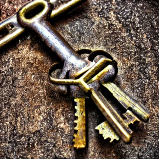 Image similar to an old rusty key, close up photo, museum, ultra realistic, studio photo, bokeh, intricate details.