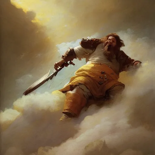 Image similar to art by ivan aivazovsky and syd mead and moebius and gaston bussiere and roger dean and pieter claesz and paul delaroche and alma tadema and aelbert cuyp and willem claesz, a fantasy cinematic close up shot of a dwarf berserker firghting, warhammer, dnd, last stand