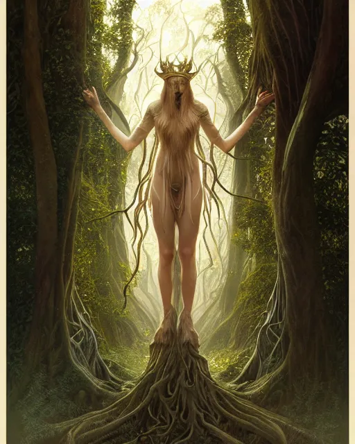 Image similar to symmetry portrait of king of ent of fangorn forest, glam, fae, fireflies, forest background, intricate, elegant, highly detailed, digital painting, artstation, concept art, smooth, sharp focus, illustration, art by artgerm and greg rutkowski and fra angelico and alphons mucha