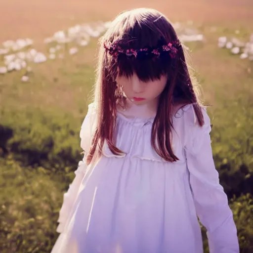 Image similar to portrait of girl dressed in white clothes countryside country style country house fantasy character portrait