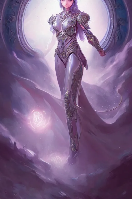 Image similar to an attractive young girl clothed in ethereal armor emitting psychic power, psychic, psychic powers, detailed, highly detailed, hyper detailed, trending on tumblr, by artgerm, by loish, fantasy scene, fantasy aesthetic, trending on Artstation